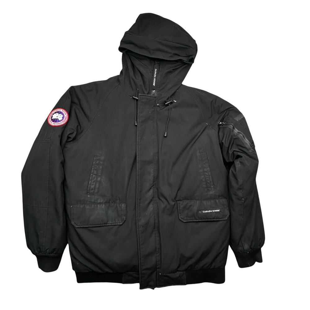 Canada Goosed Chilliwack Bomber Jacket Mens Large Black Down Puffer Hooded